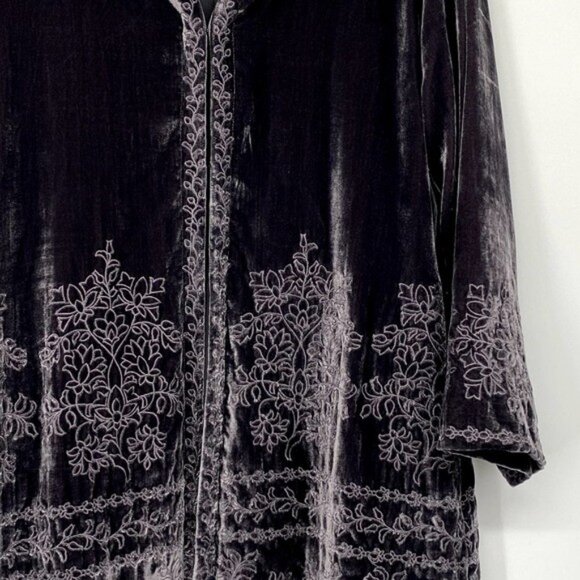 Sigrid Olsen Signature Gray Floral Embroidered Velvet Jacket Women's Sz M - Picture 10 of 12